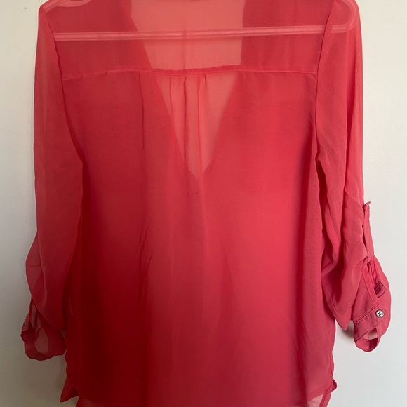 Women’s Sheer Utility Blouse Size Medium with Button Up Sleeves lightweight Chic - Picture 7 of 9